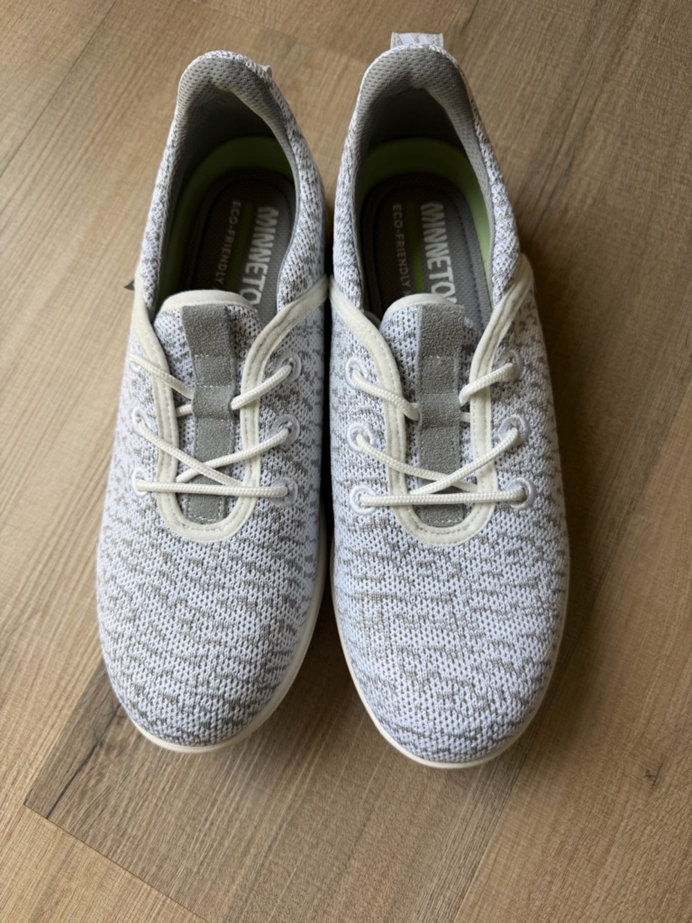 Minnetonka Neutral Knit Lace-Up Slip-On Sneakers